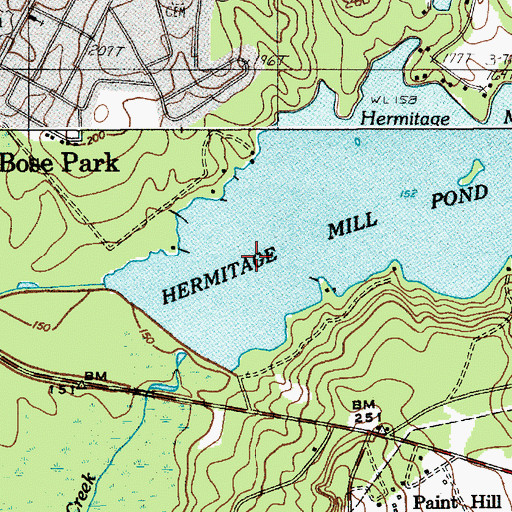 Topographic Map of Hermitage Mill Pond, SC