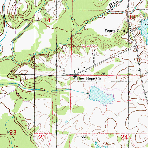 Topographic Map of New Hope Church, AL