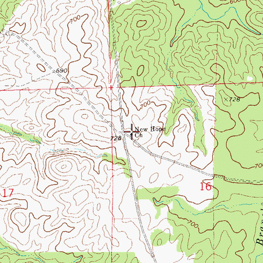 Topographic Map of New Hope Church, AL