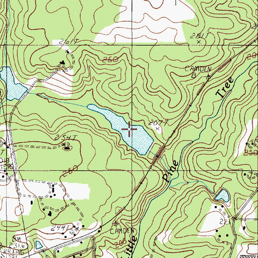 Topographic Map of Camden Reservoir, SC