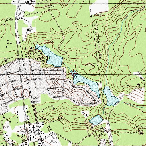Topographic Map of South Carolina Noname 28028 D-2527 Dam, SC