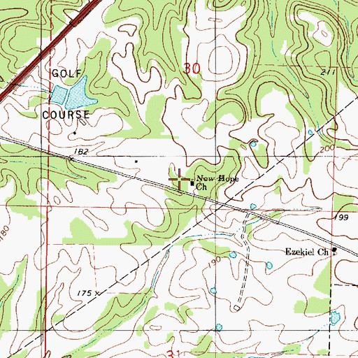 Topographic Map of New Hope Primitive Baptist Church, AL