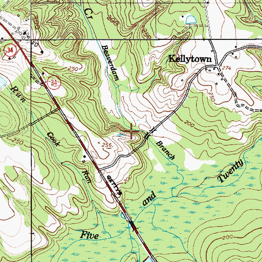 Topographic Map of South Carolina Noname 28043 D-2530 Dam, SC