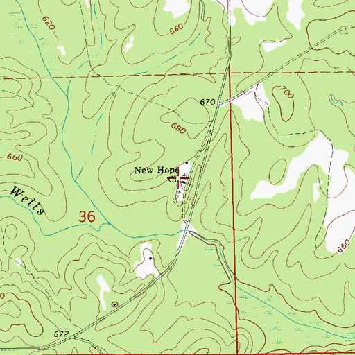 Topographic Map of New Hope Church, AL