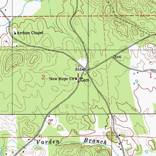 Topographic Map of New Hope Church, AL
