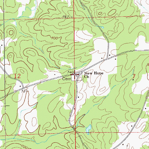 Topographic Map of New Hope Church, AL