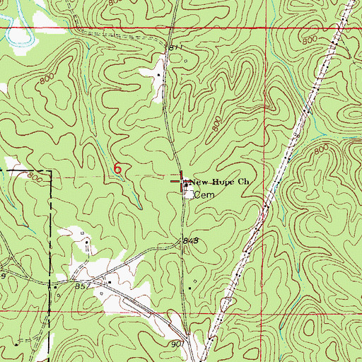 Topographic Map of New Hope Church, AL