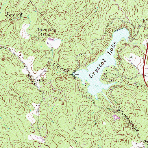 Topographic Map of Crystal Lake Dam D-1645, SC