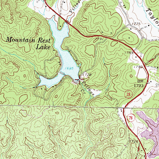 Topographic Map of Mountain Rest Lake Dam D-1638, SC