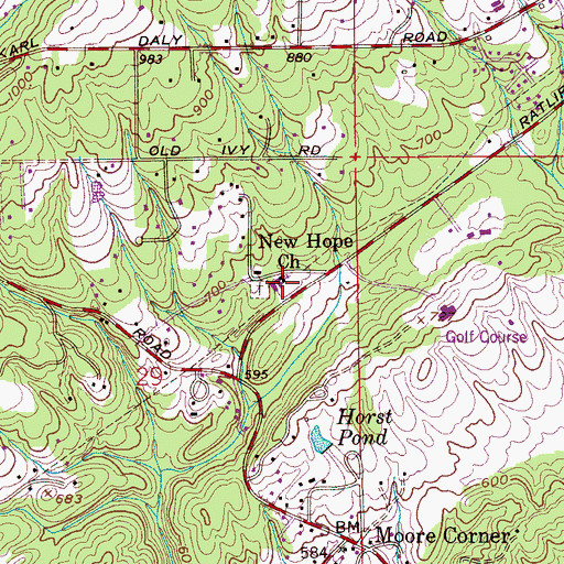 Topographic Map of New Hope Church, AL