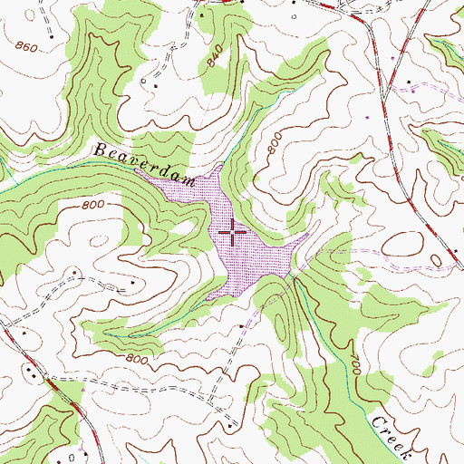 Topographic Map of Beaverdam Watershed Four Lake, SC