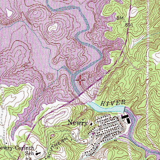 Topographic Map of Little River Dam, SC