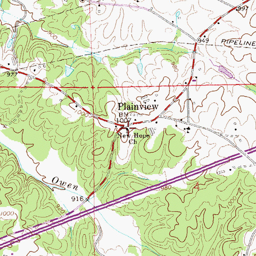 Topographic Map of New Hope Church, AL