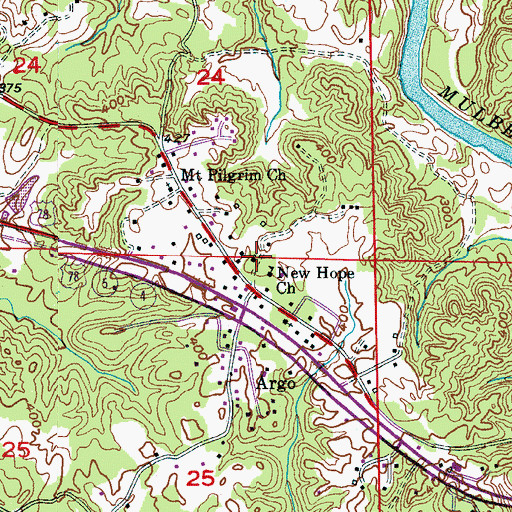 Topographic Map of New Hope Church, AL