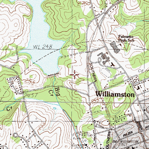 Topographic Map of Big Creek Watershed One Reservoir, SC