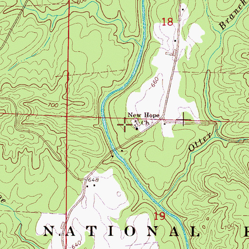Topographic Map of New Hope Church, AL