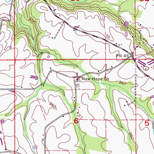 Topographic Map of New Hope Church, AL