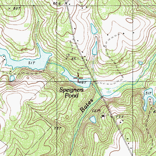 Topographic Map of Speigners Pond, SC
