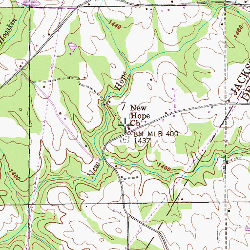 Topographic Map of New Hope Church, AL