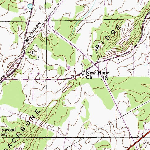 Topographic Map of New Hope Church, AL