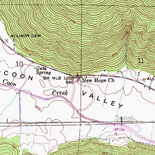 Topographic Map of New Hope Church, AL