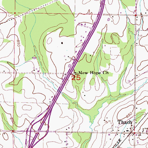 Topographic Map of New Hope Church, AL