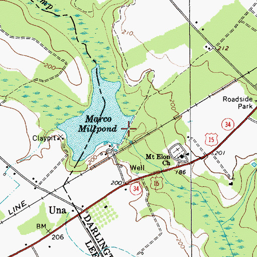 Topographic Map of South Carolina Noname 16003 D-3516 Dam, SC