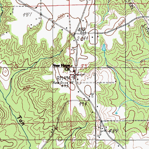Topographic Map of New Hope Church, AL