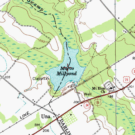 Topographic Map of Marco Millpond, SC
