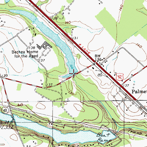 Topographic Map of South Carolina Noname 16011 D-3550 Dam, SC