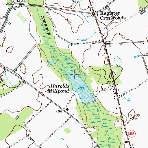 Topographic Map of Harolds Millpond, SC