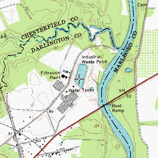 Topographic Map of Noname 16028 D-3538 Dam, SC