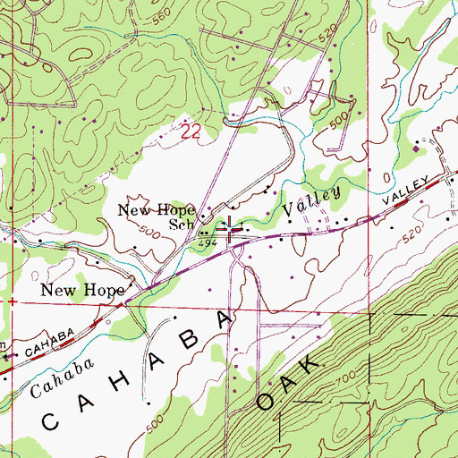 Topographic Map of New Hope School, AL
