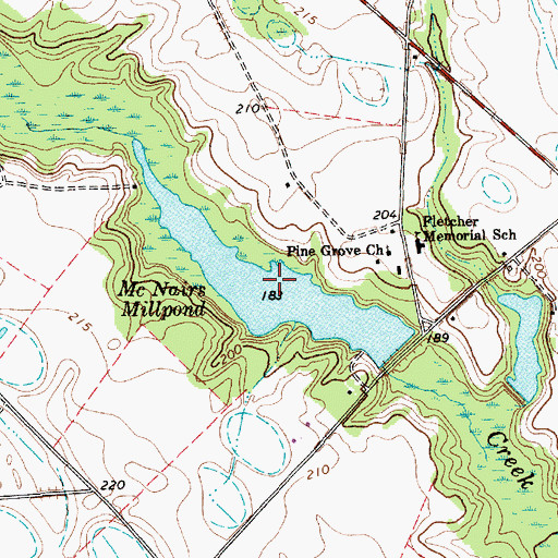 Topographic Map of McNairs Millpond, SC