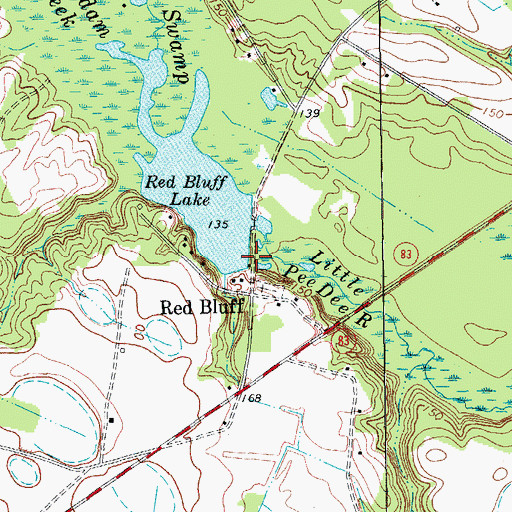 Topographic Map of South Carolina Noname 35016 D-3455 Dam, SC