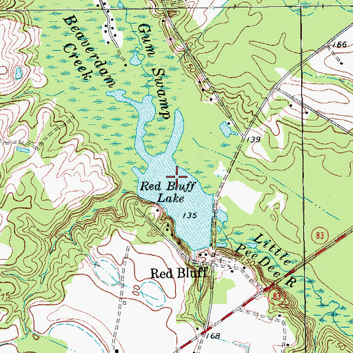 Topographic Map of Red Bluff Lake, SC