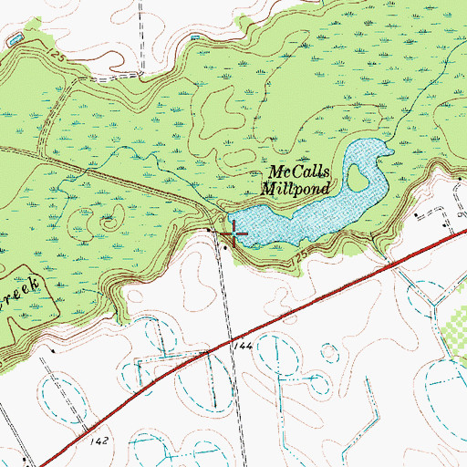 Topographic Map of McCalls Millpond, SC
