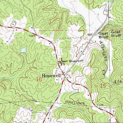 Topographic Map of New Hopewell Baptist Church, AL