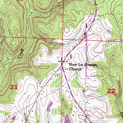 Topographic Map of New La Grange Church, AL