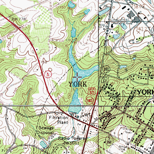 Topographic Map of South Carolina Noname 46006 D-1227 Dam, SC