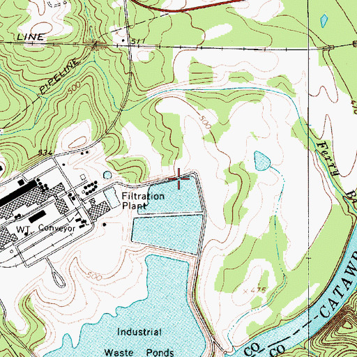 Topographic Map of South Carolina Noname 46017 D-3654 Dam, SC