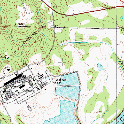Topographic Map of South Carolina Noname 46018 D-3655 Dam, SC