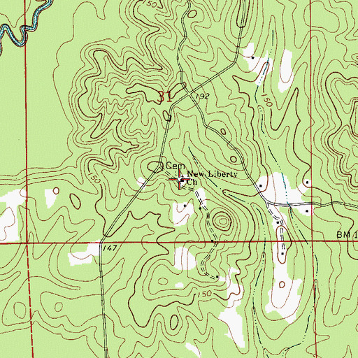 Topographic Map of New Liberty African Methodist Episcopal Church, AL