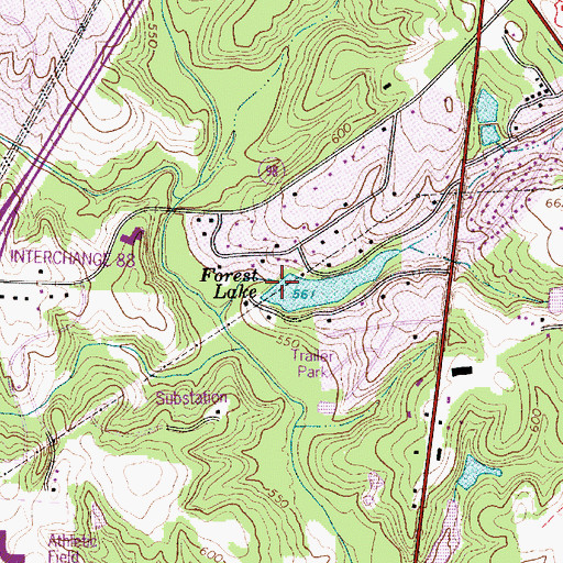 Topographic Map of South Carolina Noname 46032 D-3645 Dam, SC