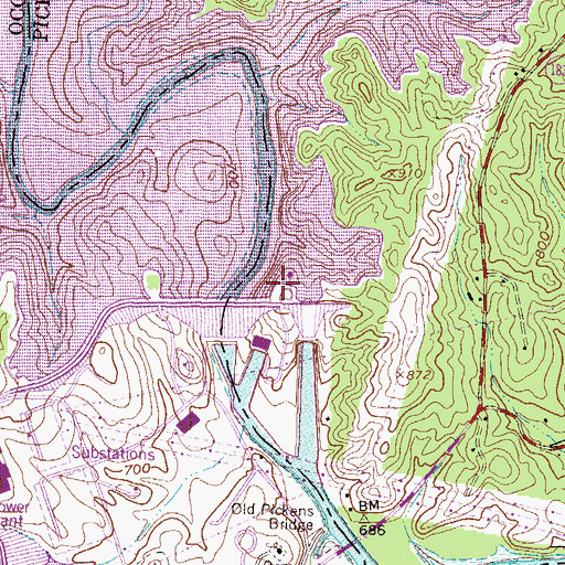 Topographic Map of South Carolina Noname 39017 Dam, SC