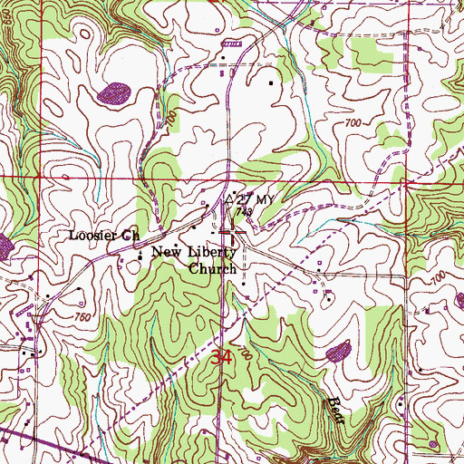 Topographic Map of New Liberty Church, AL