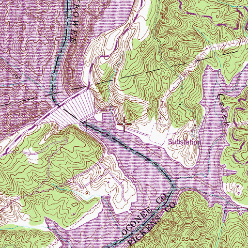Topographic Map of Toxaway Lake, SC