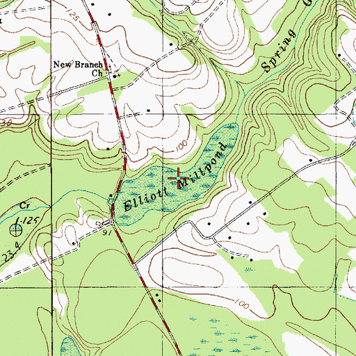 Topographic Map of Elliott Millpond, SC