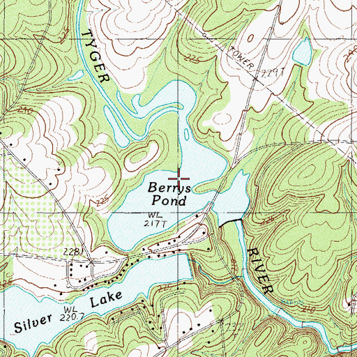 Topographic Map of Shoals Lake, SC