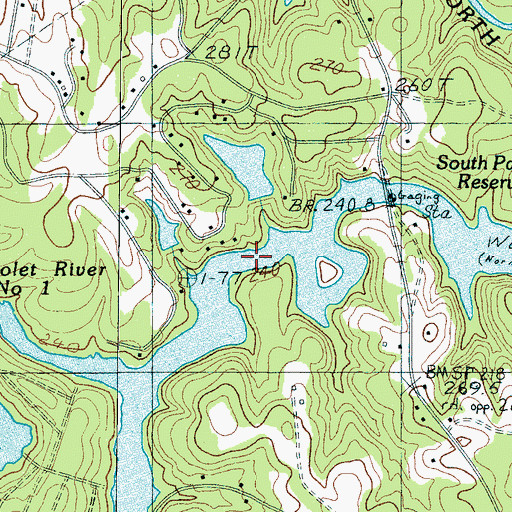Topographic Map of South Pacolet River Reservoir Number One, SC